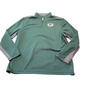 Green Bay Packers Fanatics Pullover Mens 3XL Green Grey Fleece NFL Quarter Zip